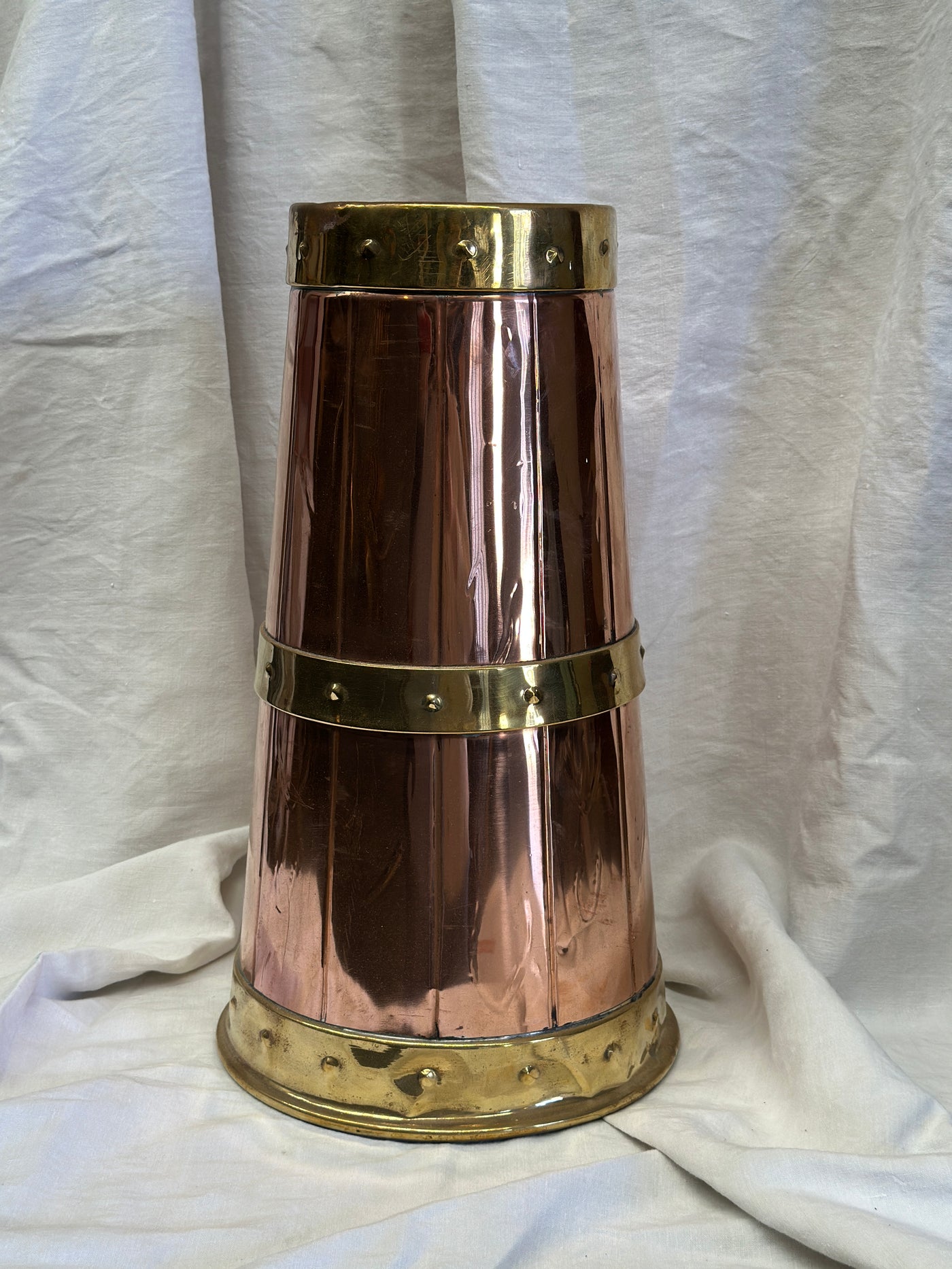 French Copper Stick Stand With Brass Bands