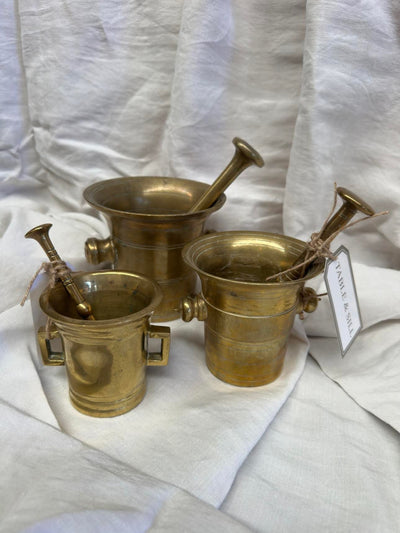 Antique Brass Mortar and Pestle M