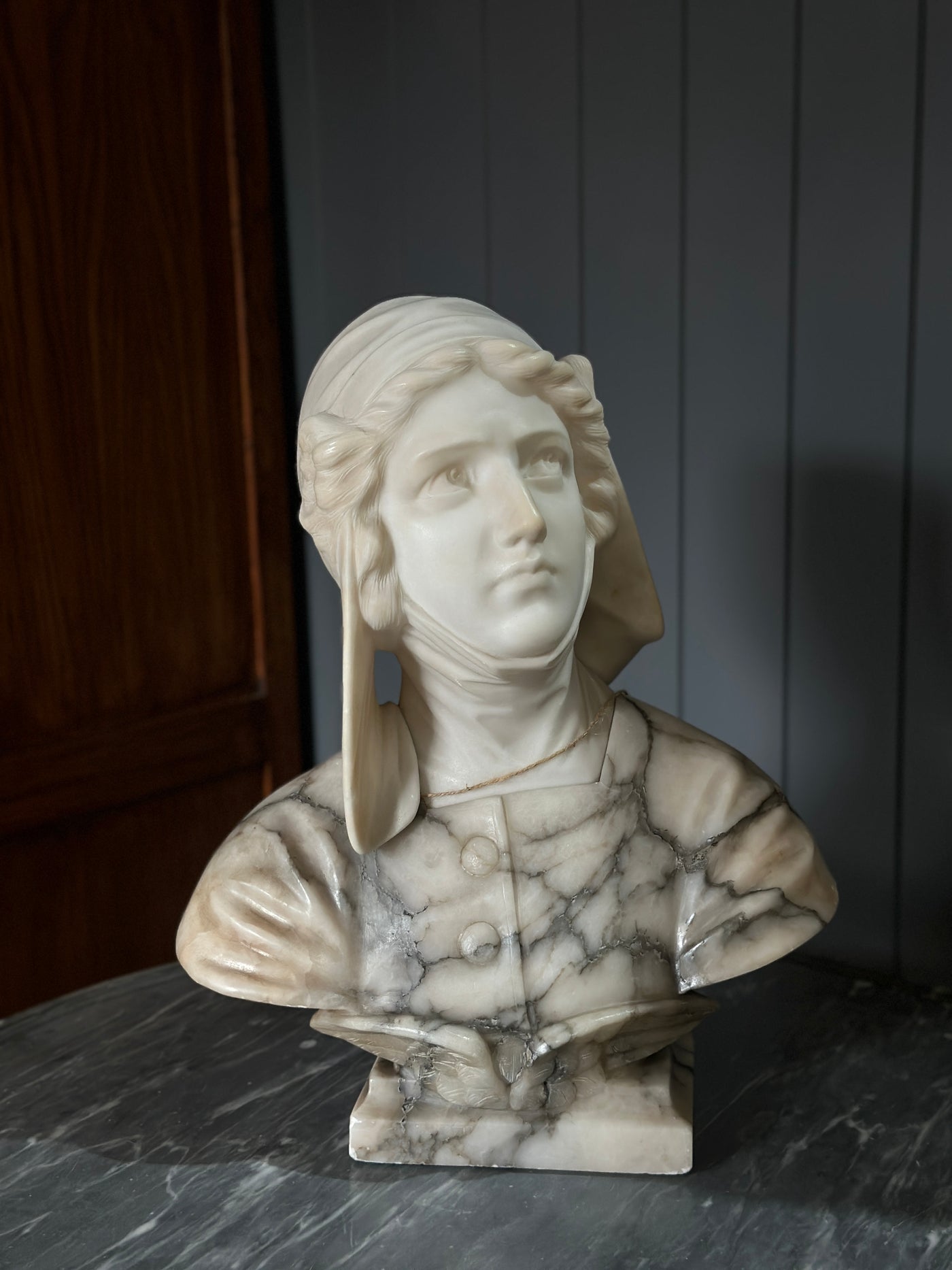 Antique Marble & Alabaster Joan of Arc