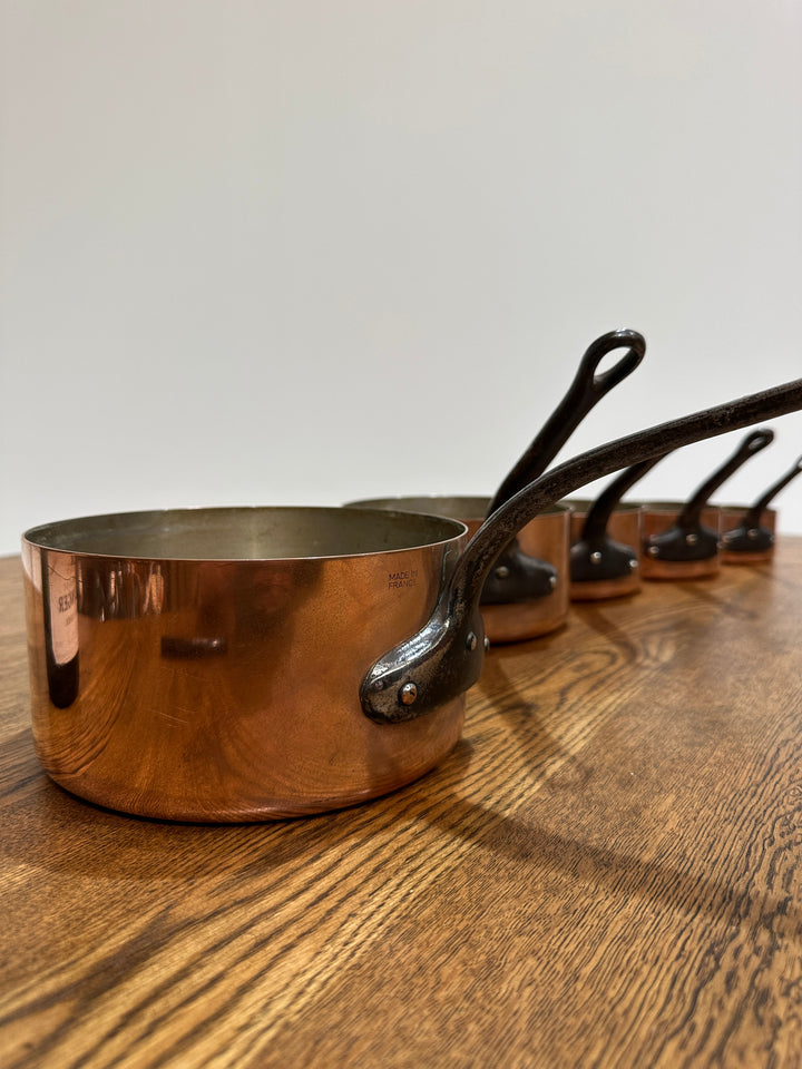 Set of 5 French Copper Saucepans (B)