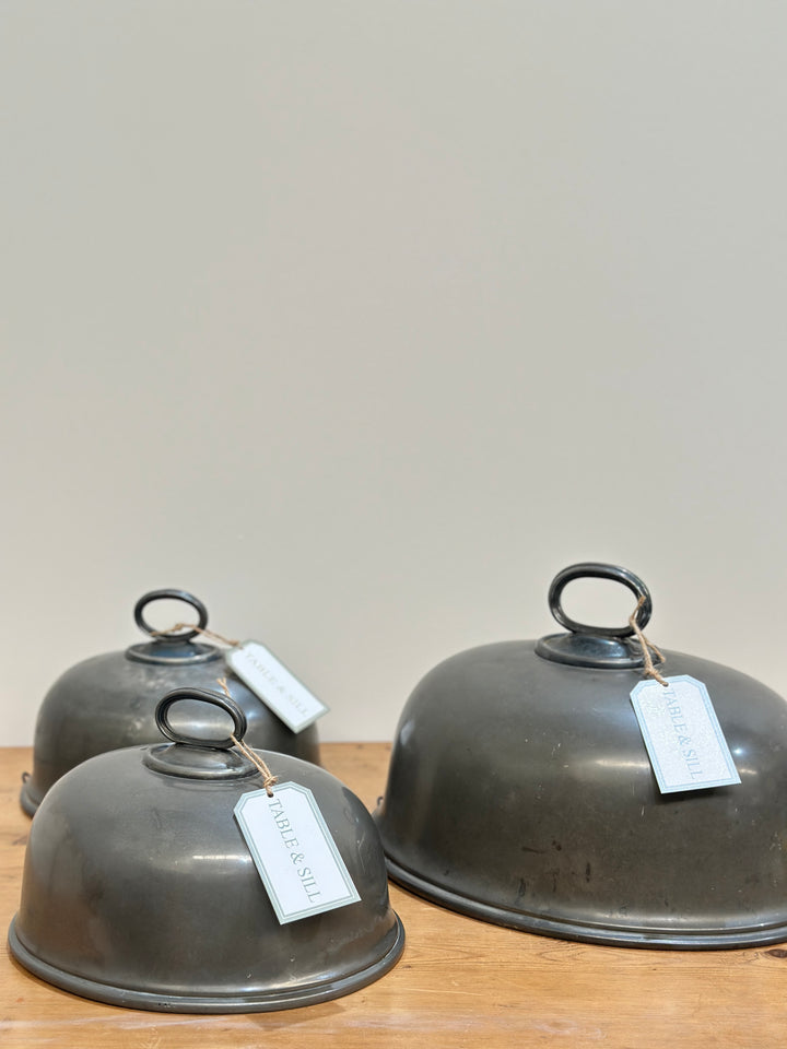 Antique English Pewter Food Domes