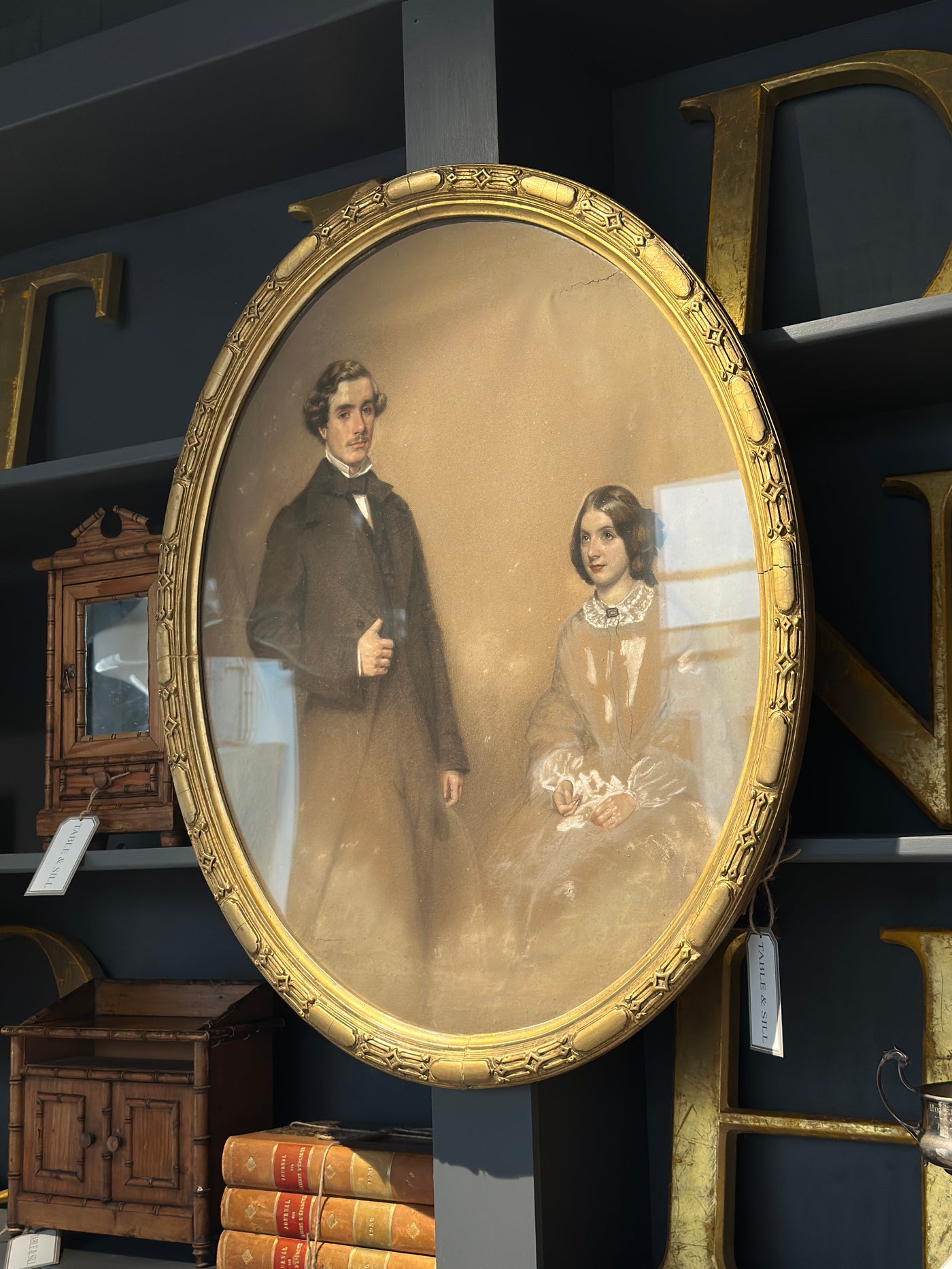 C19th Pastel Portrait of Lady & Gentleman