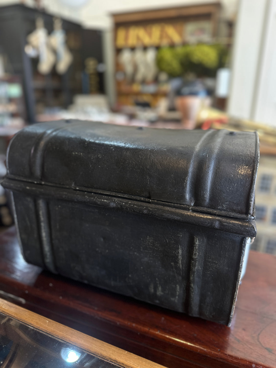 Small Antique Trunk With Hand Painted Scene