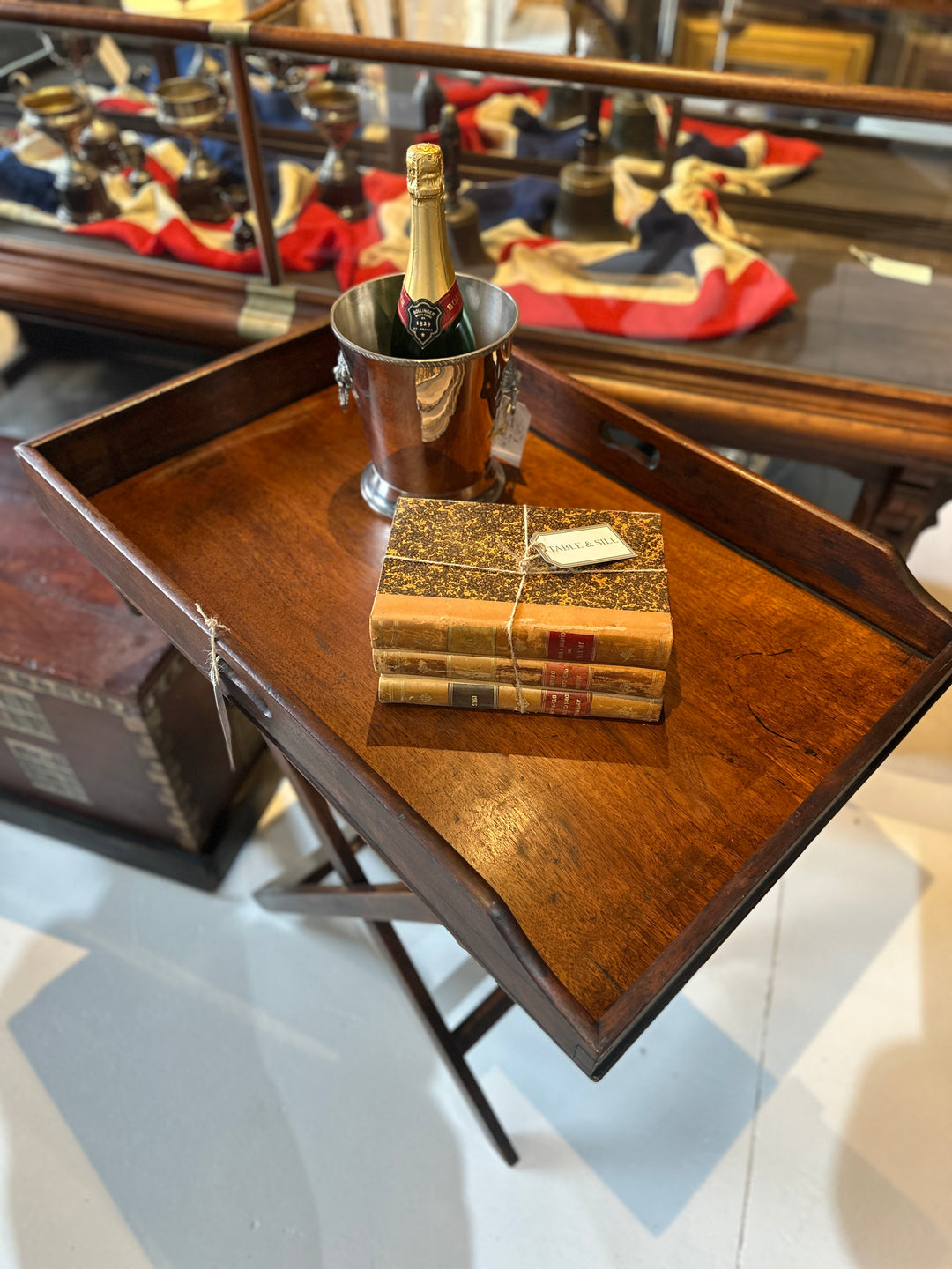 19th Century Mahogany English Butlers Tray Table