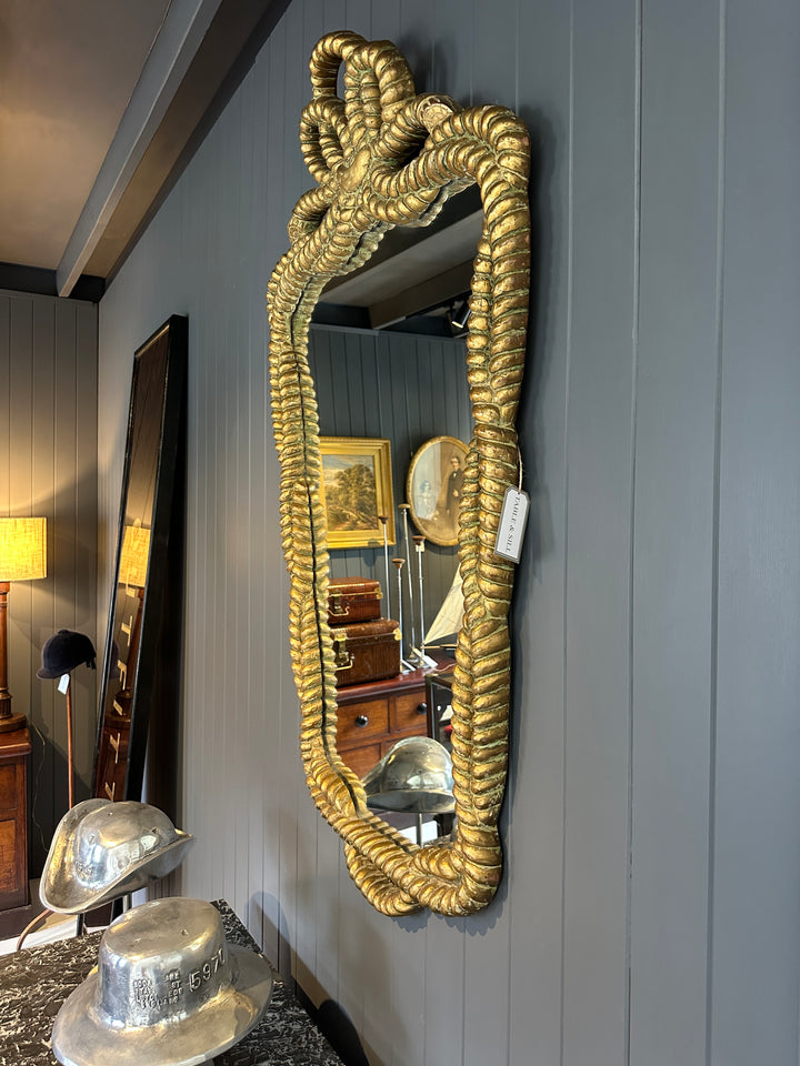 Large French 19th Century Rope Twist Giltwood Mirror