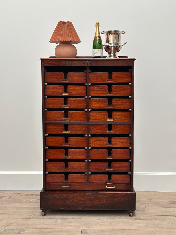 Antique Tambour Roll Front Filing Drawers