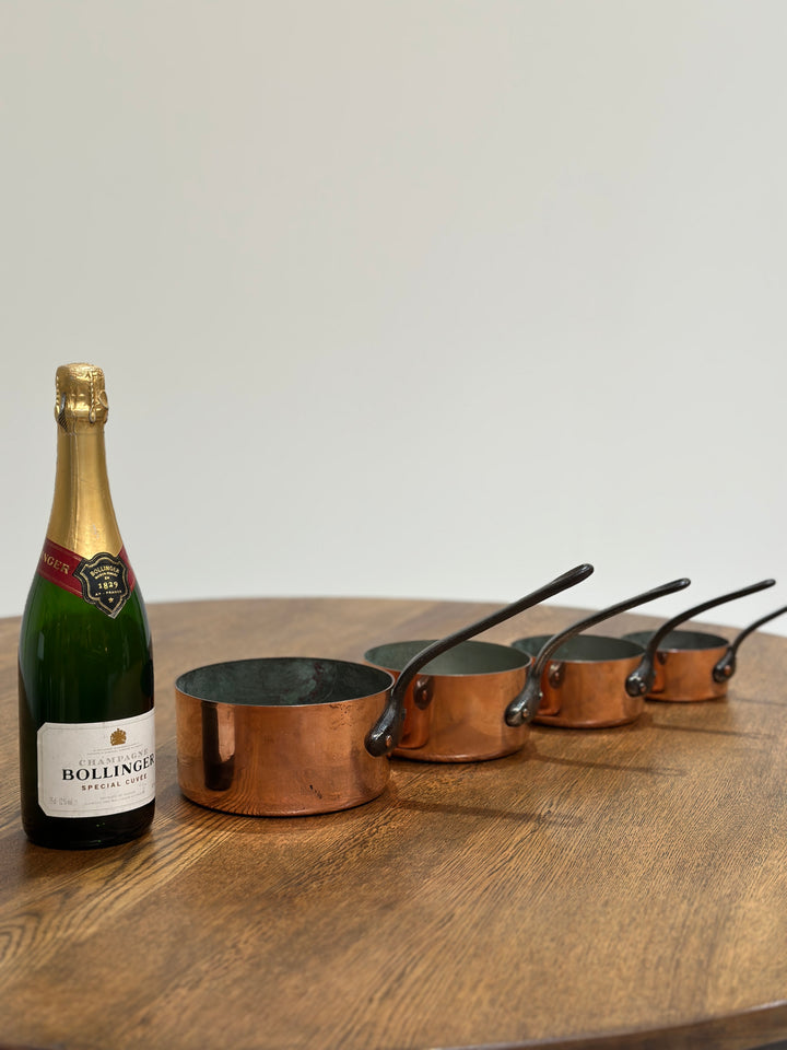 Set of 4 Copper Saucepans