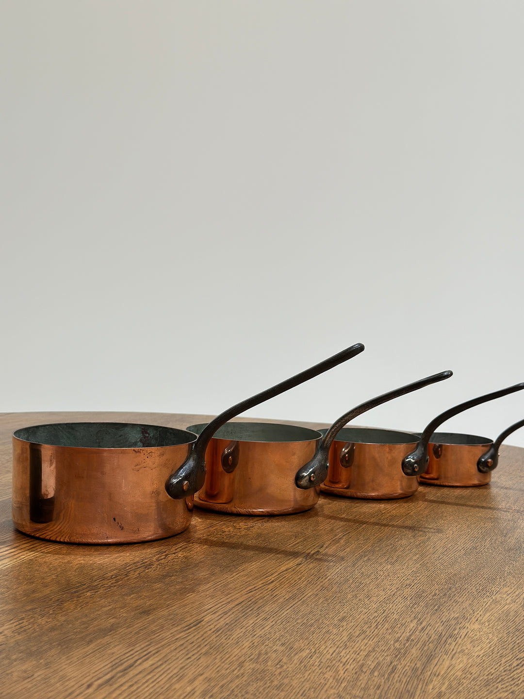 Set of 4 Copper Saucepans