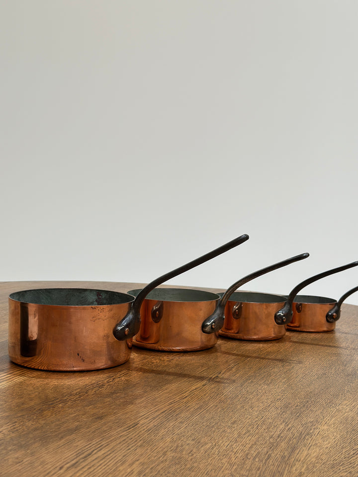 Set of 4 Copper Saucepans