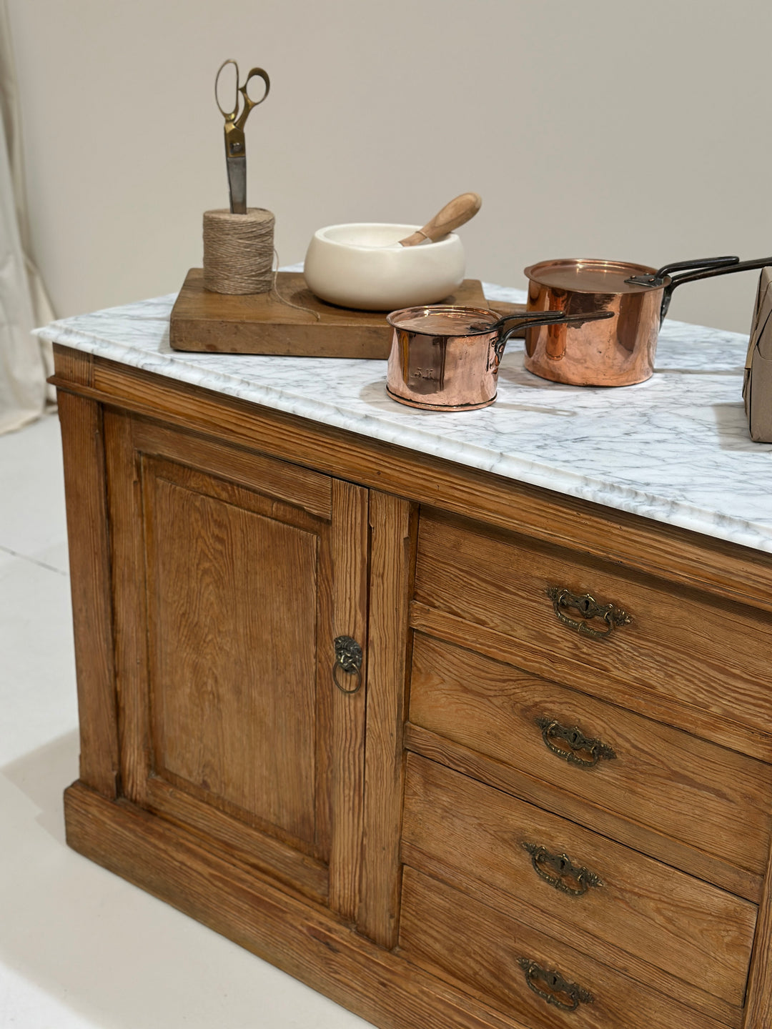Antique French Buffet with Carrara Marble Top