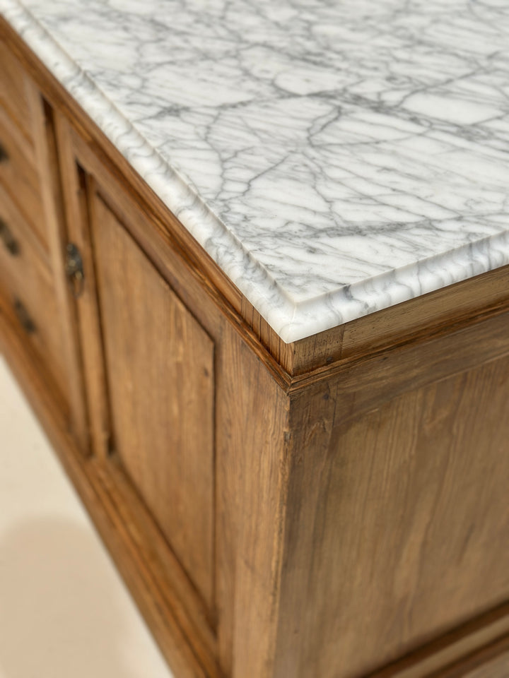 Antique French Buffet with Carrara Marble Top