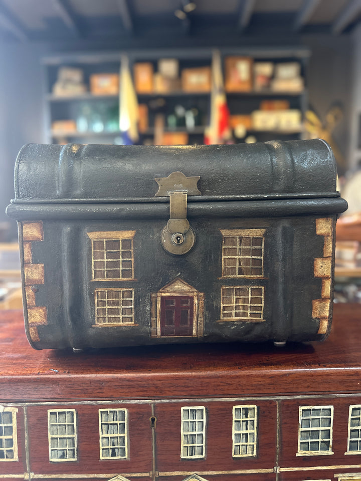 Small Antique Trunk With Hand Painted Scene