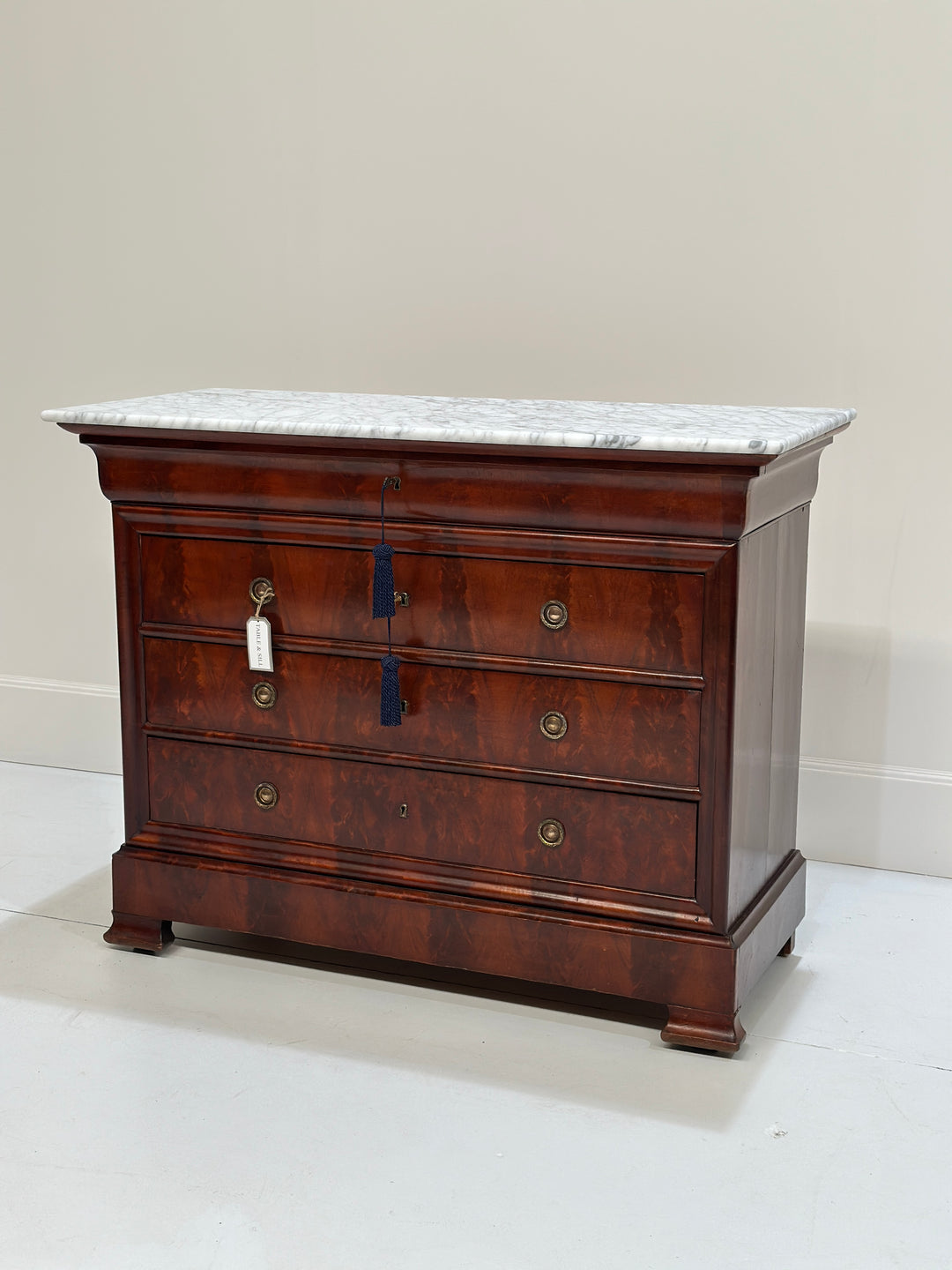 19th Century French Marble Top Commode Chest Of Drawers