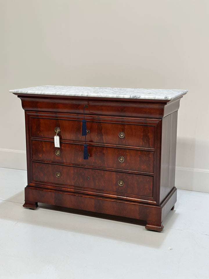 19th Century French Marble Top Commode Chest Of Drawers