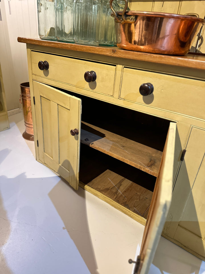Large Antique Welsh Pine Waterfall Dresser
