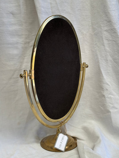 1950s Brass Vanity Mirror Velvet Back
