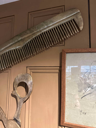 Giant Steel (Brass Finish) Comb & Scissors Set
