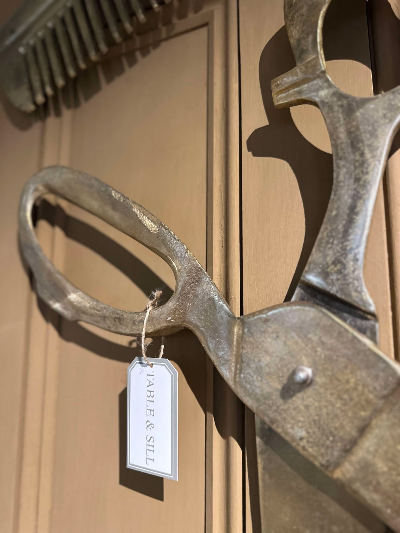 Giant Steel (Brass Finish) Comb & Scissors Set