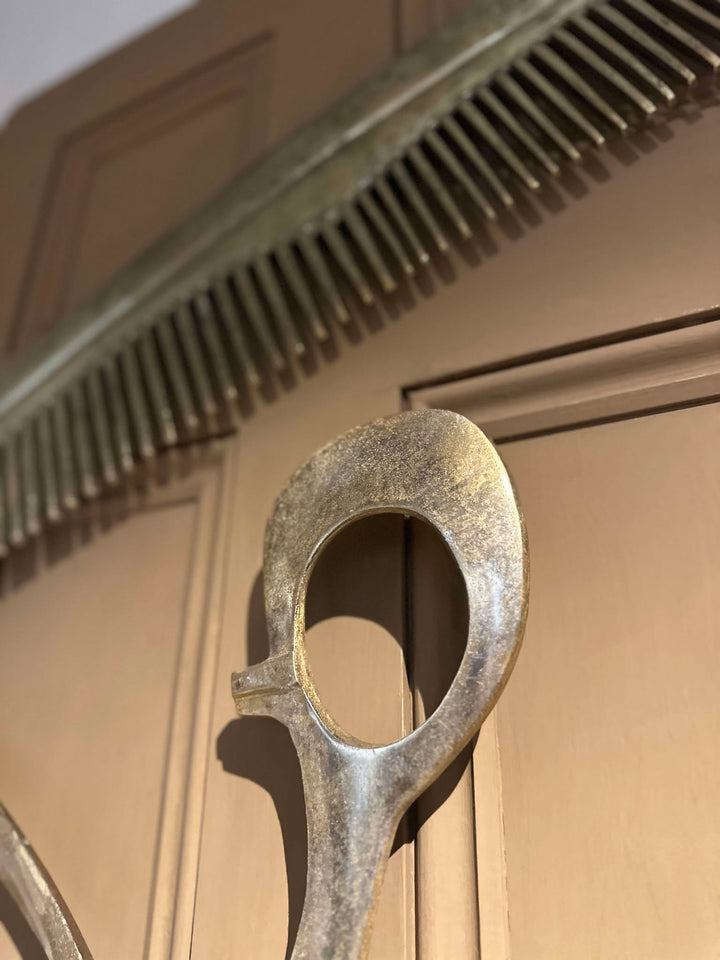 Giant Steel (Brass Finish) Comb &amp; Scissors Set