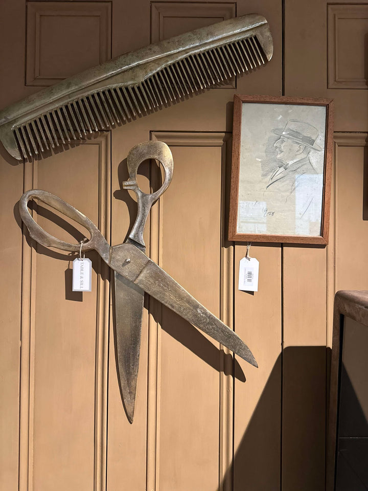 Giant Steel (Brass Finish) Comb &amp; Scissors Set