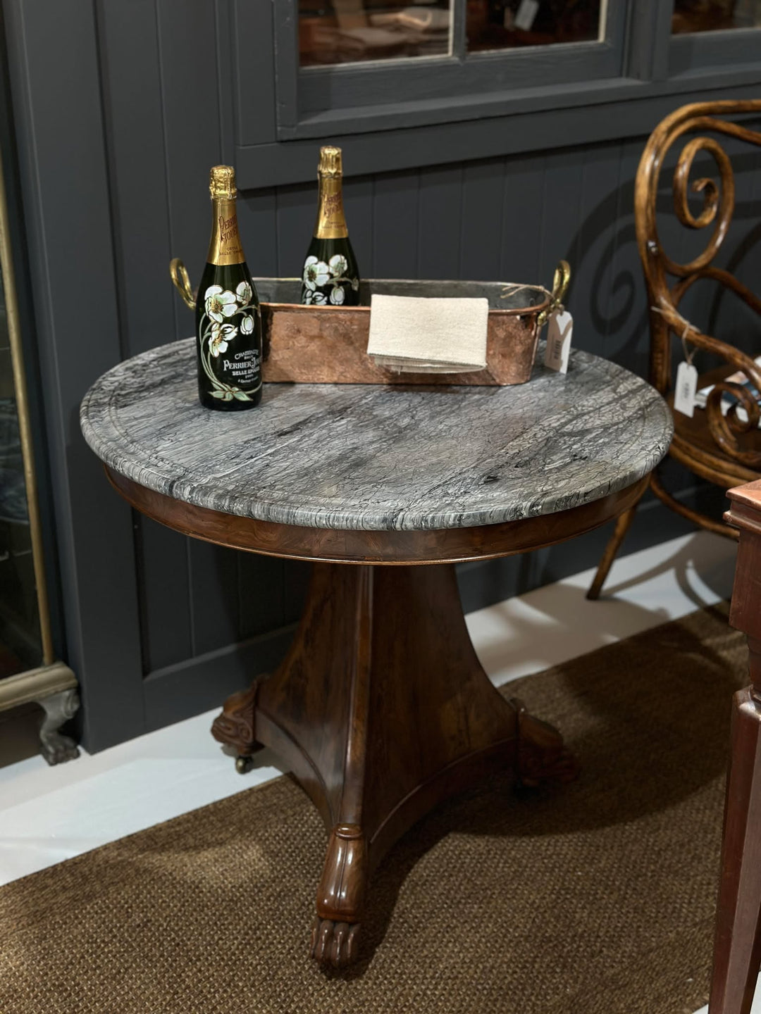 Antique French Walnut &amp; Marble Gueridon