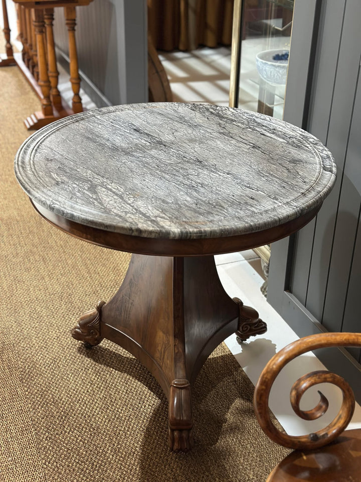 Antique French Walnut &amp; Marble Gueridon