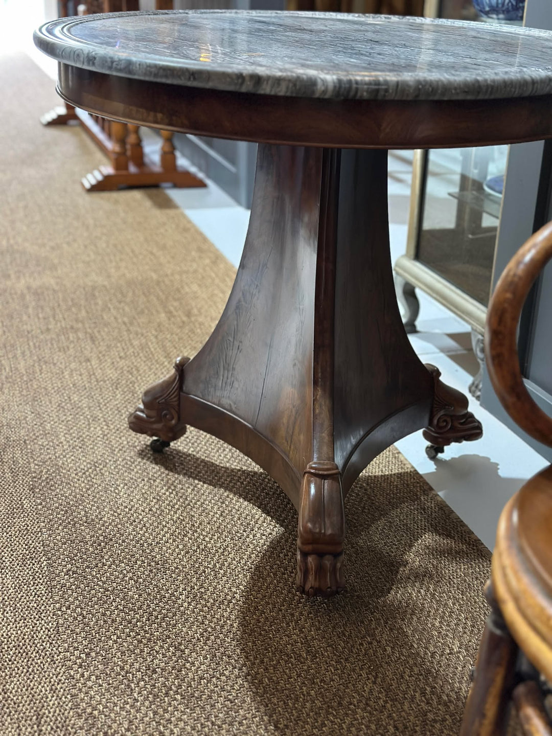 Antique French Walnut &amp; Marble Gueridon