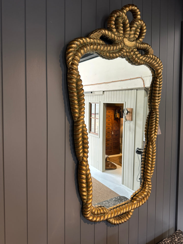 Large French 19th Century Rope Twist Giltwood Mirror