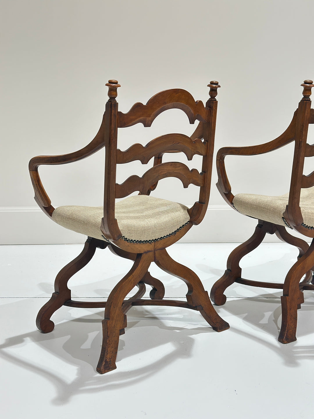 Pair of European Walnut Gondola Chairs
