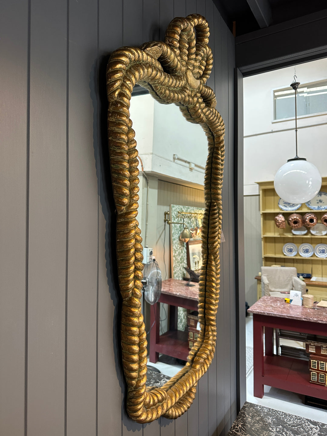 Large French 19th Century Rope Twist Giltwood Mirror