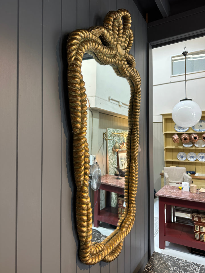 Large French 19th Century Rope Twist Giltwood Mirror