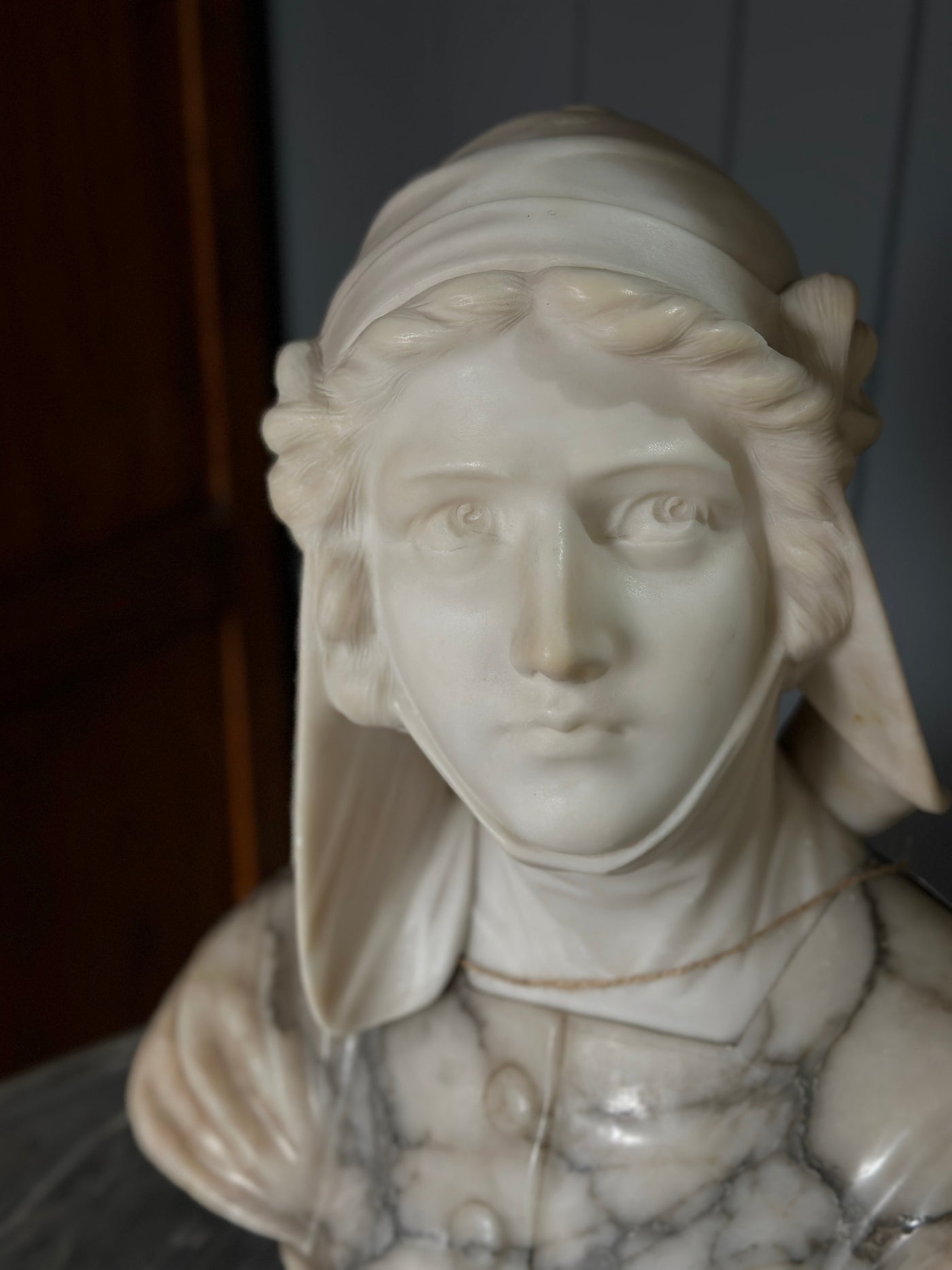 Antique Marble & Alabaster Joan of Arc