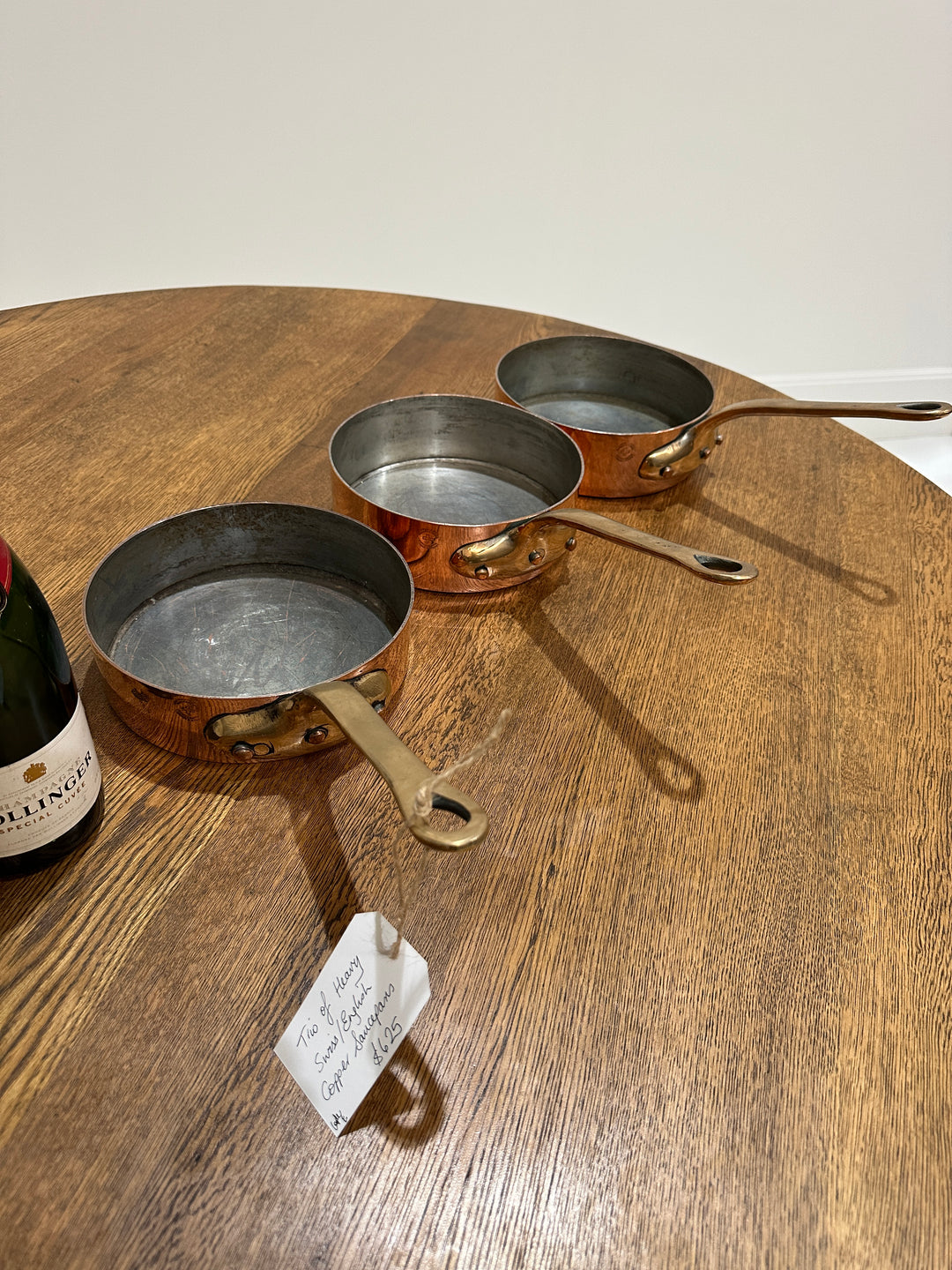 Set of 3 Swiss English Copper Pans (E)