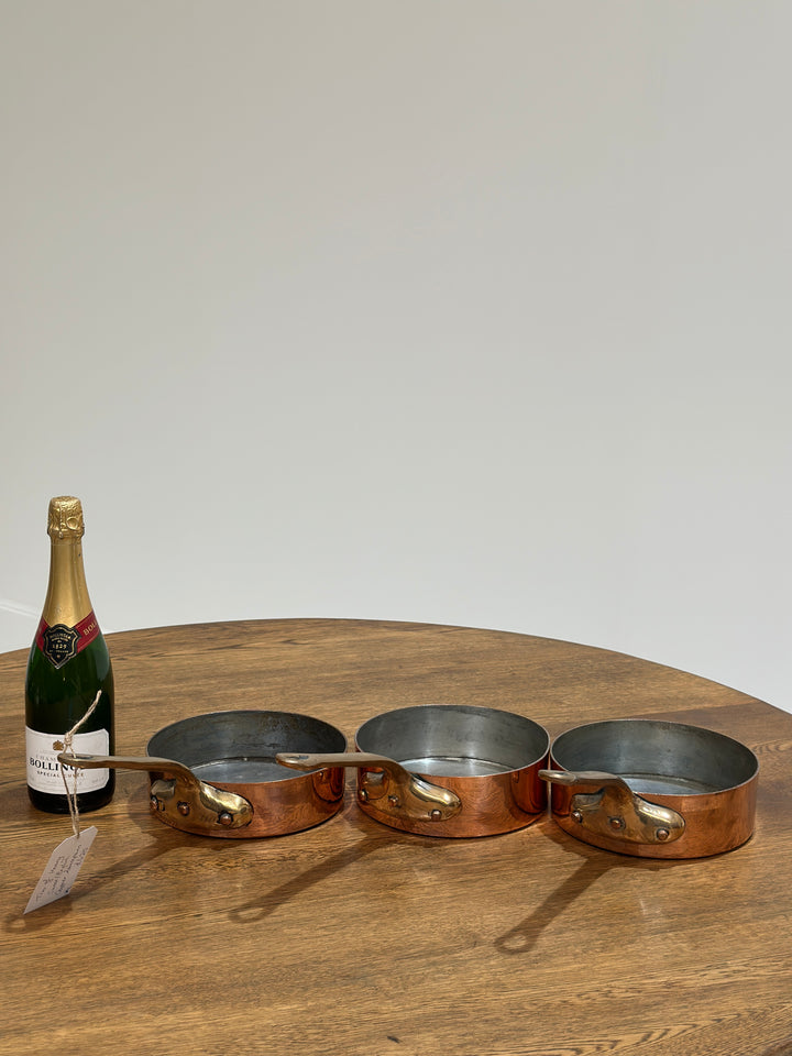 Set of 3 Swiss English Copper Pans (E)