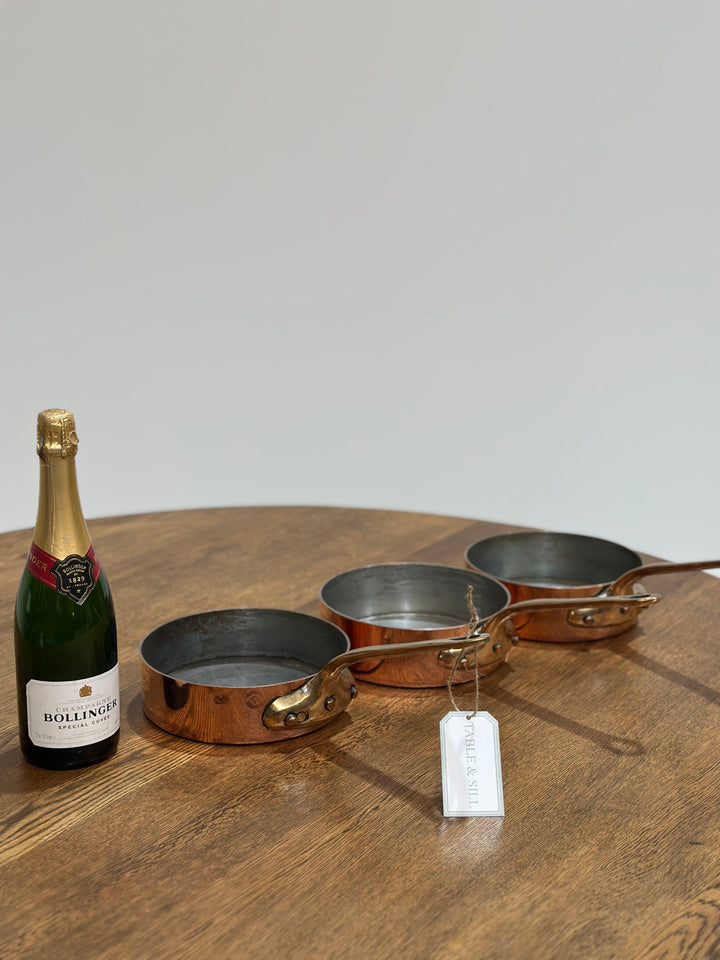 Set of 3 Swiss English Copper Pans (E)