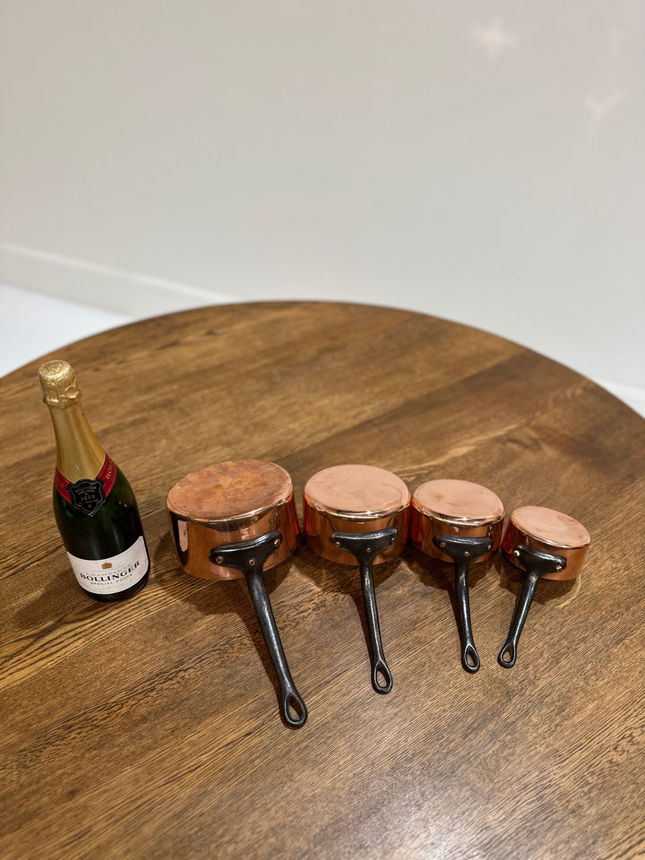 Set of 4 Copper Saucepans