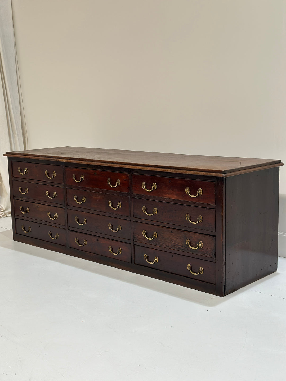 Large English Bank Of Drawers