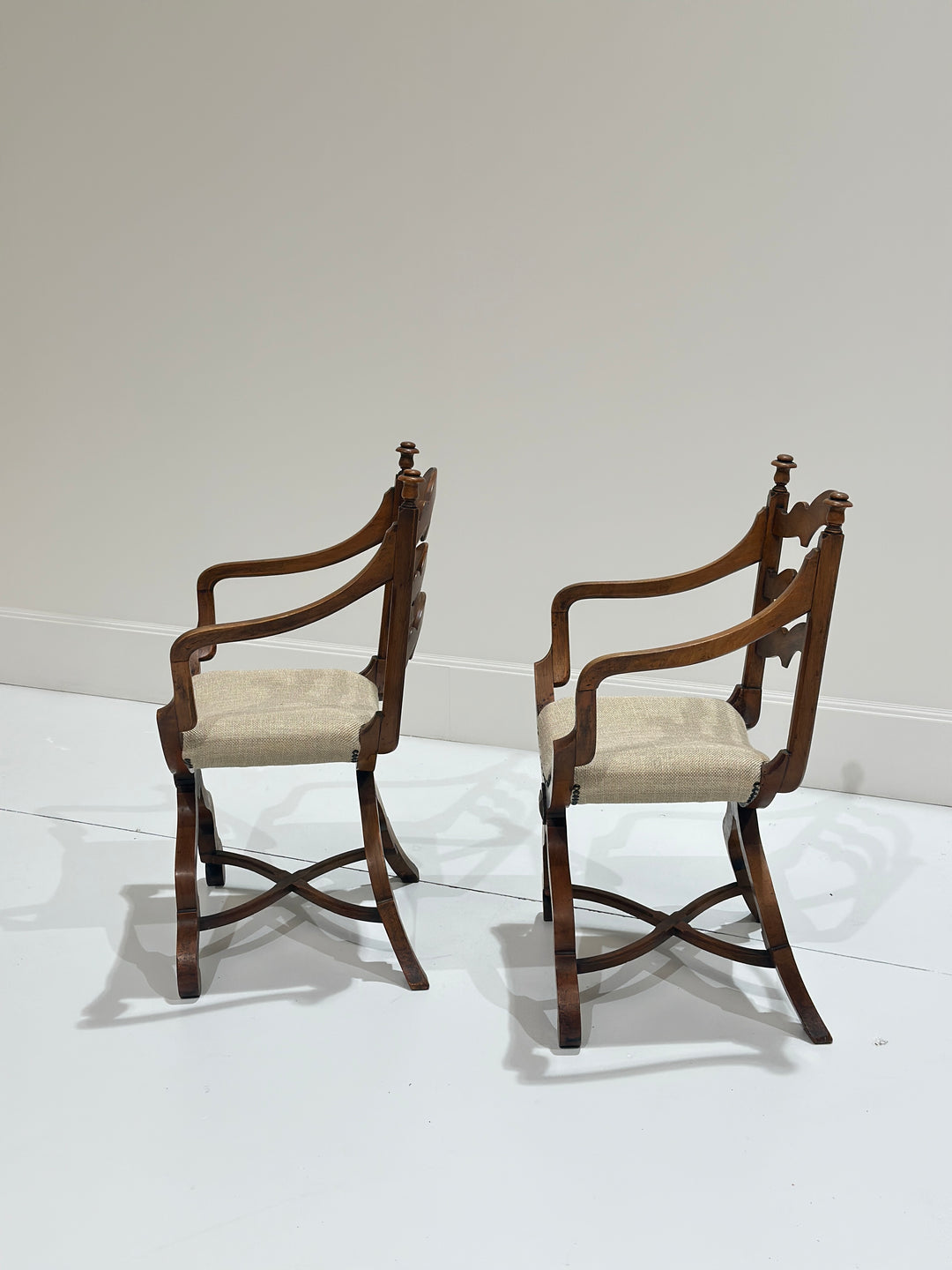 Pair of European Walnut Gondola Chairs