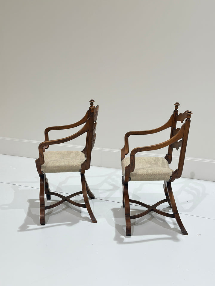 Pair of European Walnut Gondola Chairs