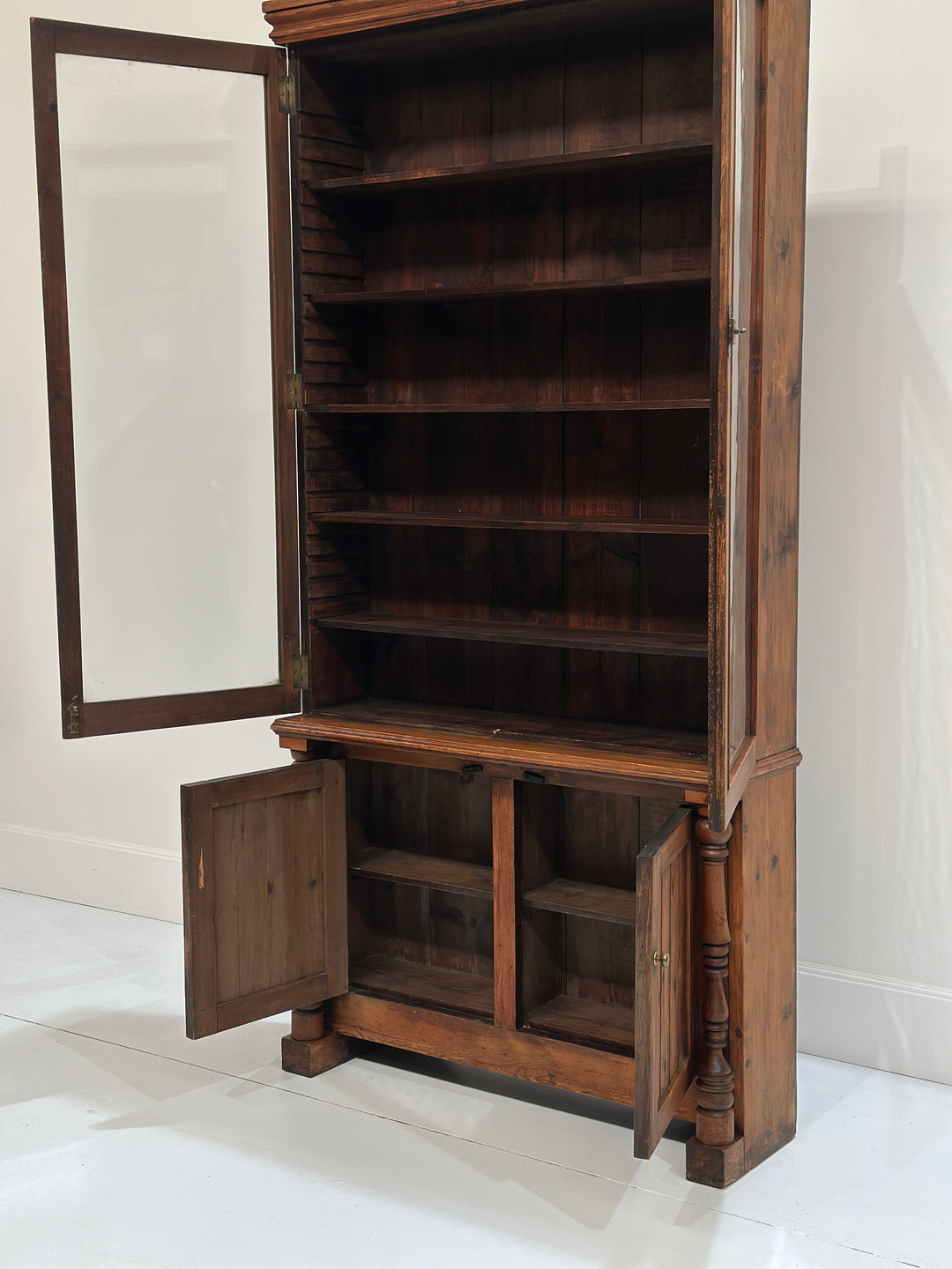 Tall Glazed English Bookcase