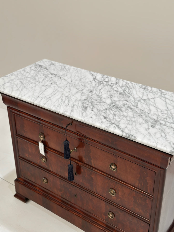 19th Century French Marble Top Commode Chest Of Drawers