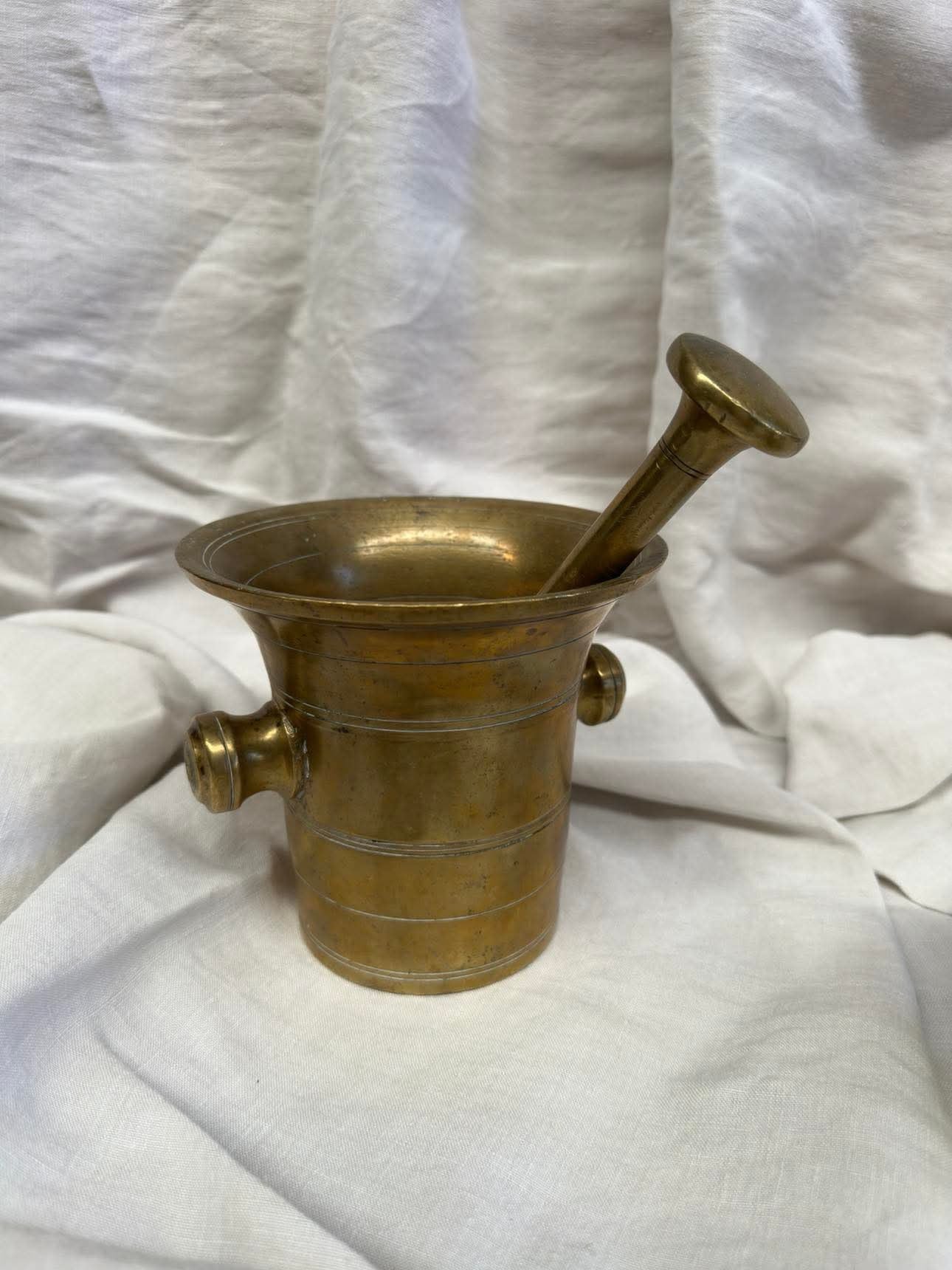 Antique Brass Mortar and Pestle L