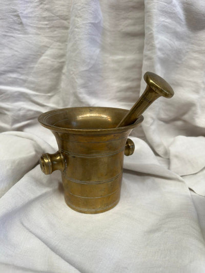 Antique Brass Mortar and Pestle L