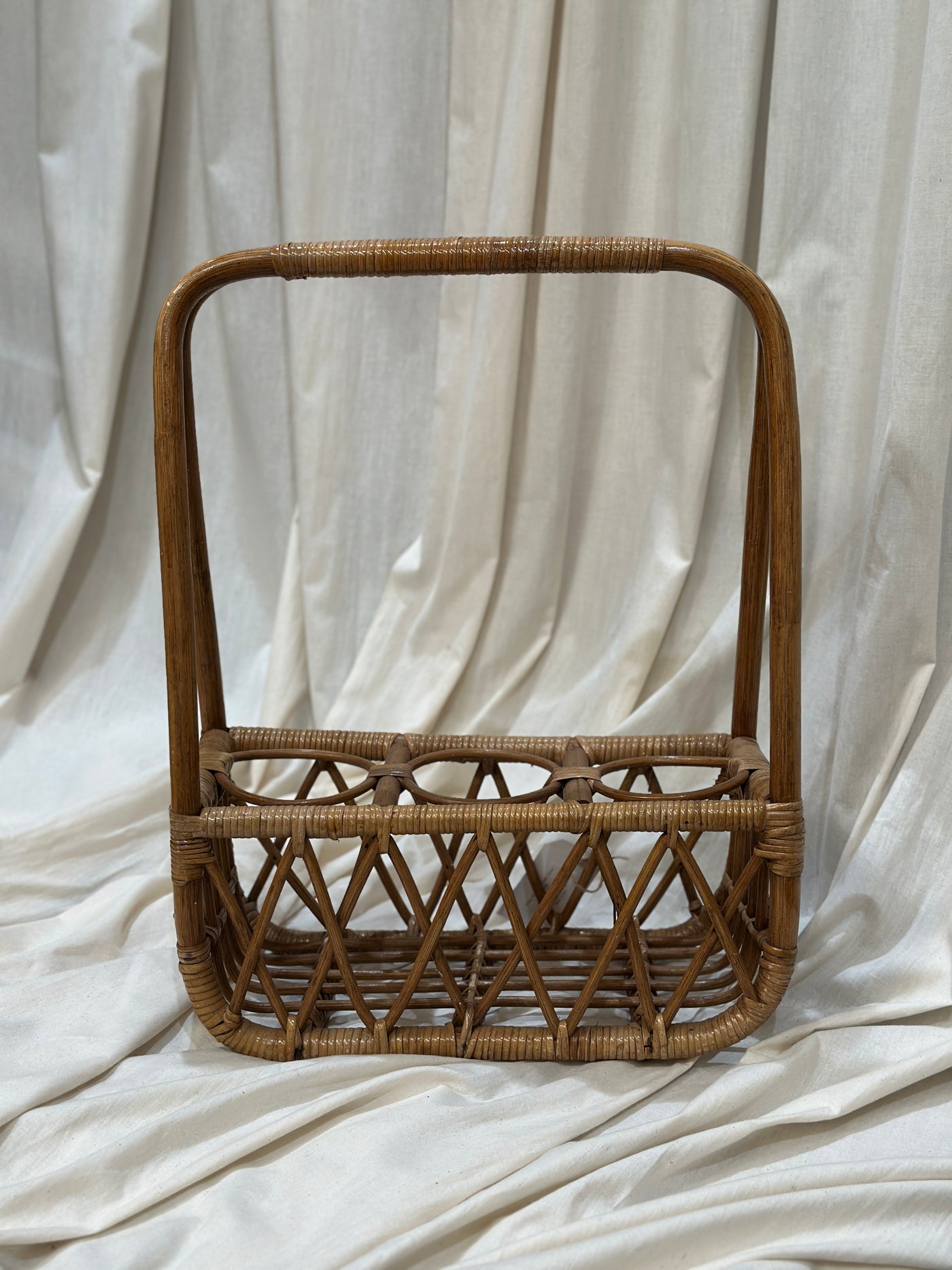 Vintage Wicker Wine Bottle Carrier
