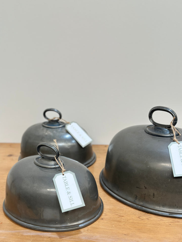 Antique English Pewter Food Domes