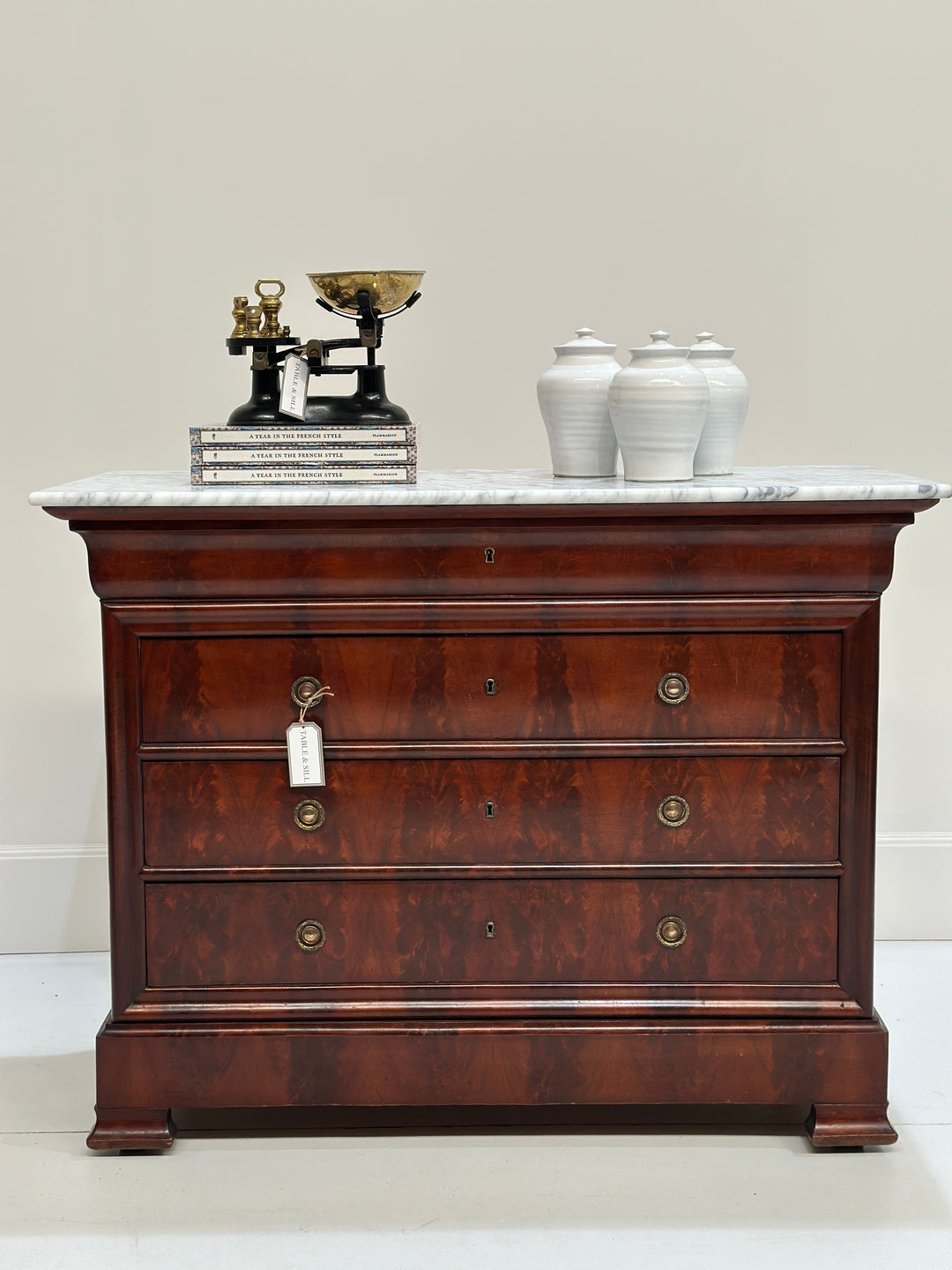 19th Century French Marble Top Commode Chest Of Drawers