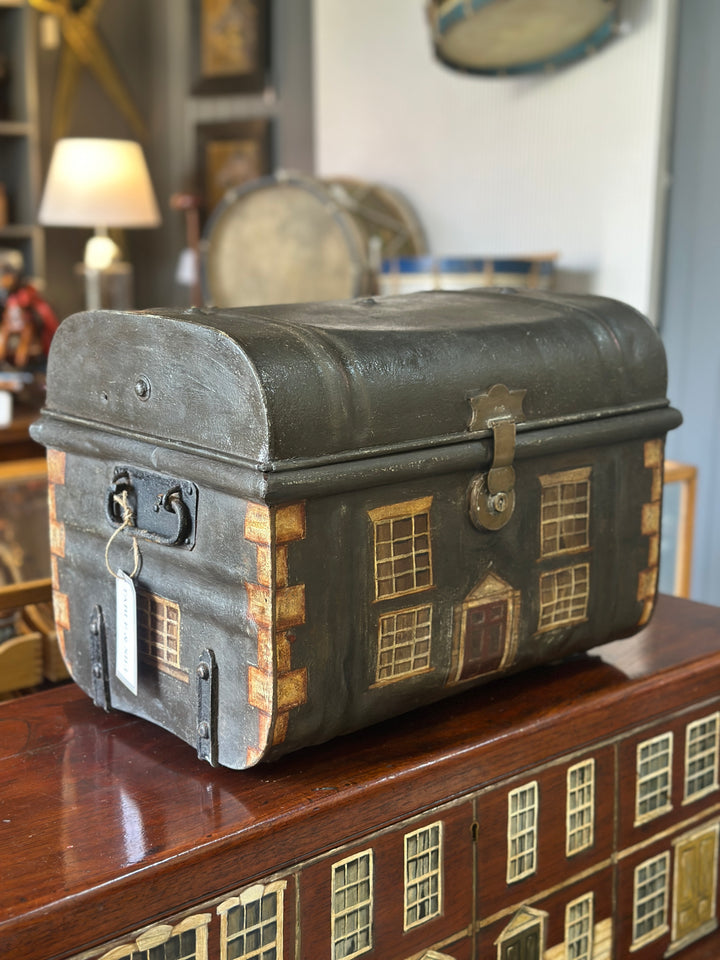 Small Antique Trunk With Hand Painted Scene