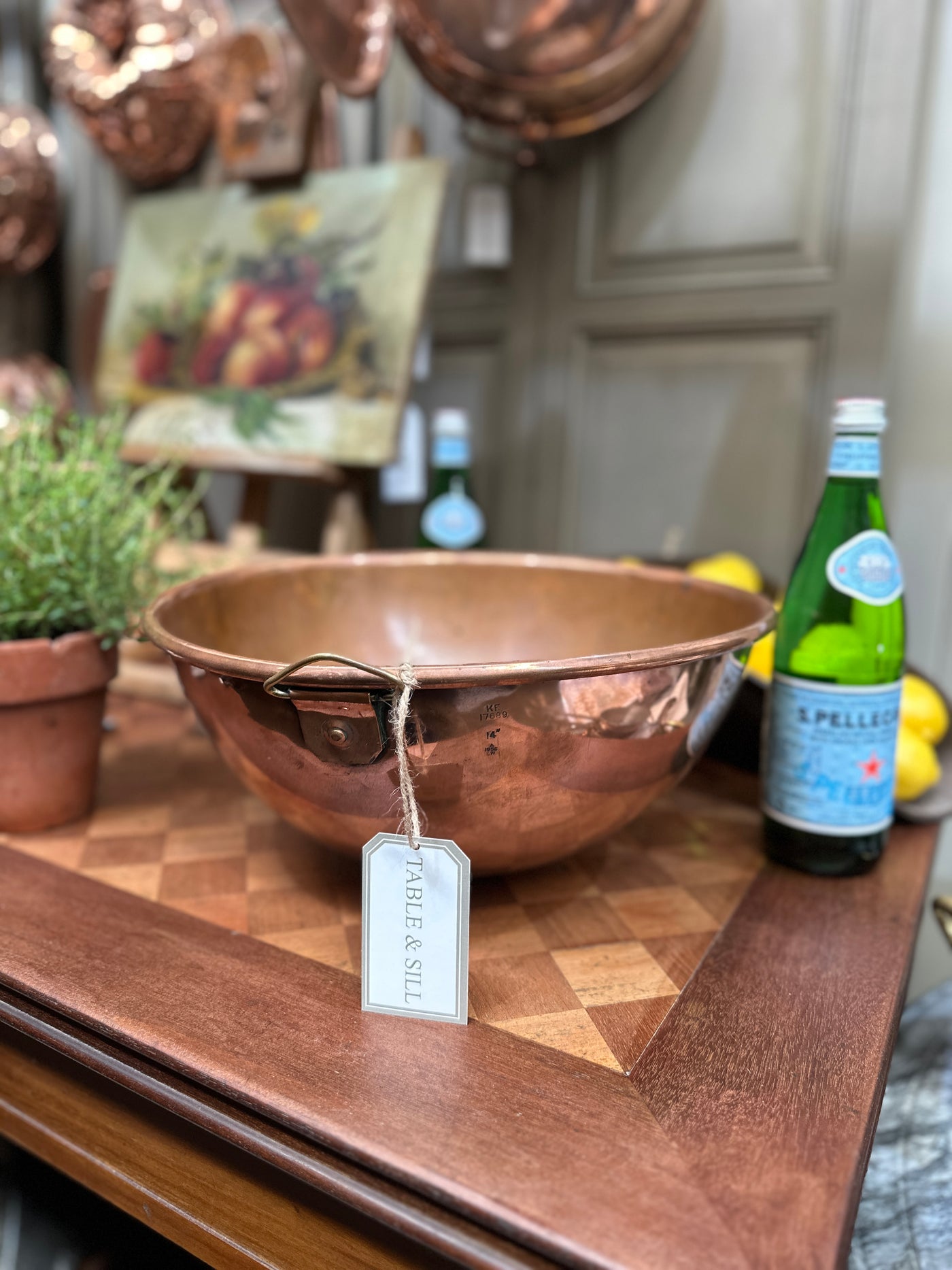 Lge French Copper Patisserie Bowl