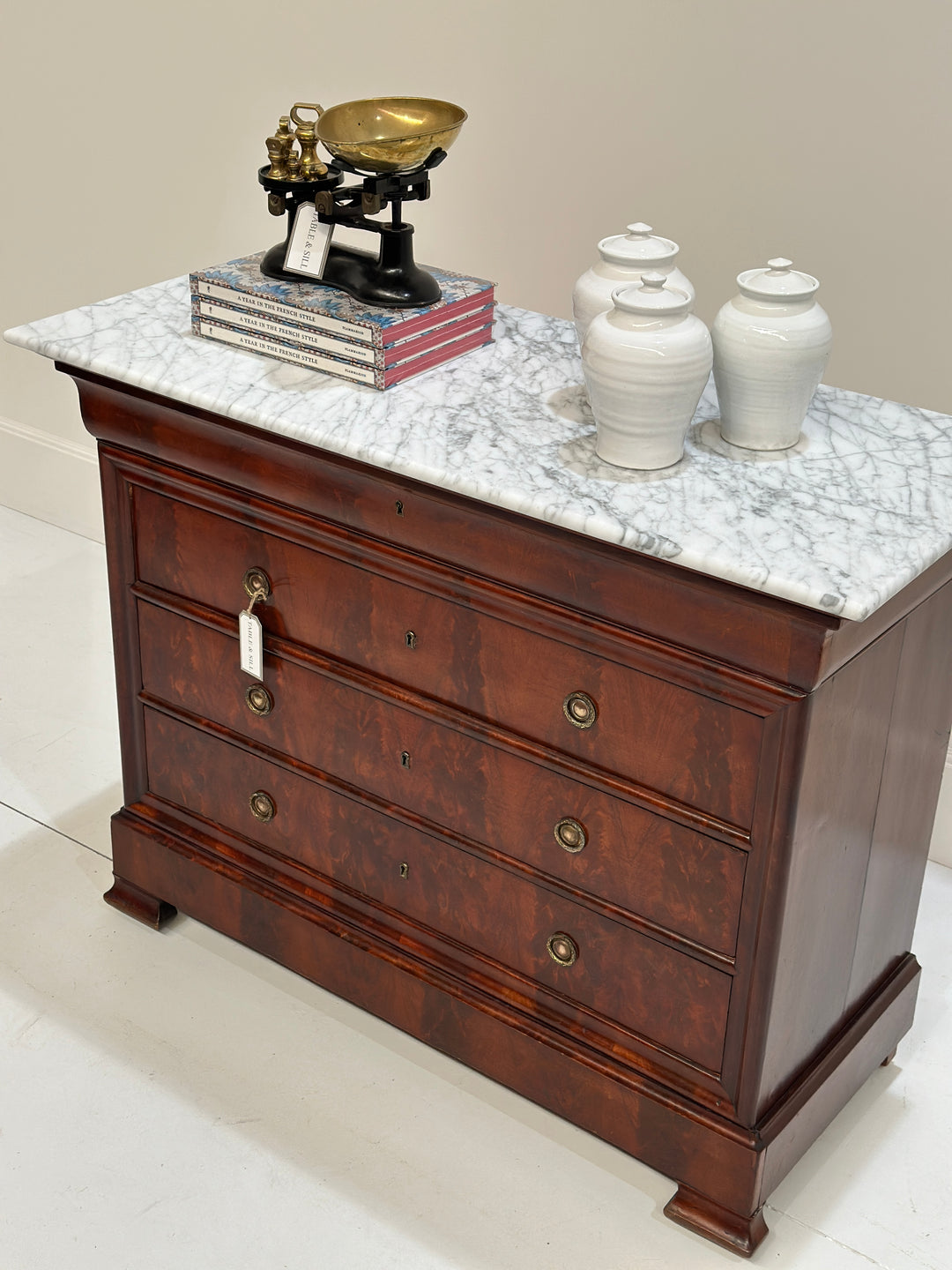 19th Century French Marble Top Commode Chest Of Drawers
