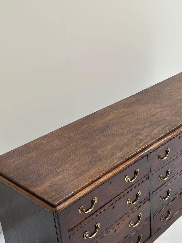 Large English Bank Of Drawers
